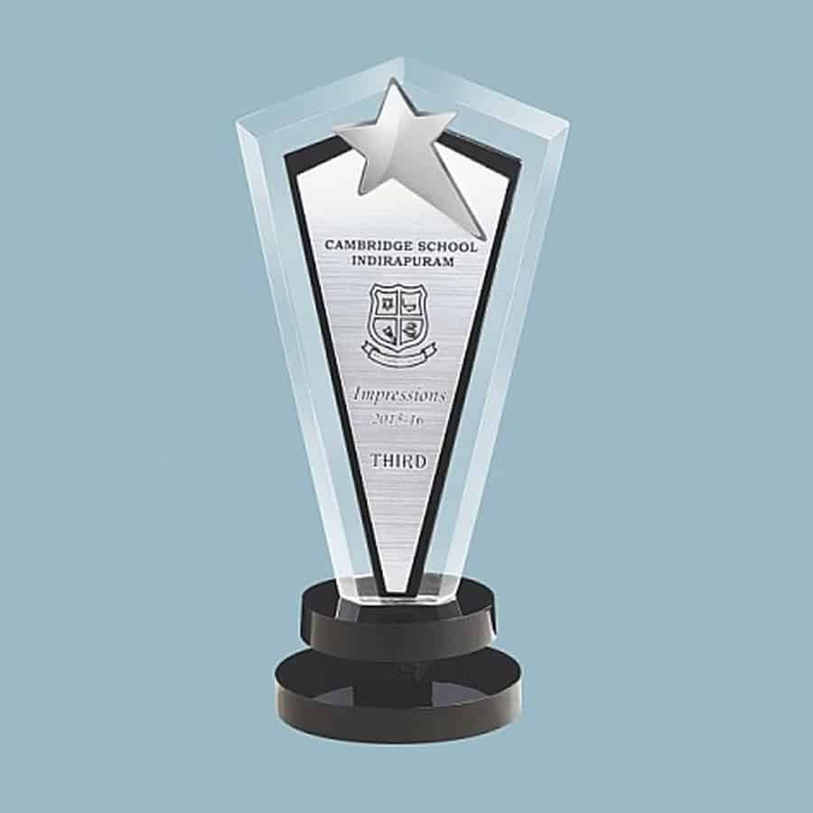  Acrylic Trophy with Round Base and Plastic Star 