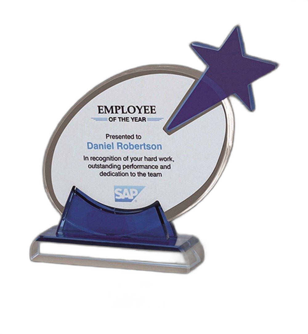  Acrylic Round Shape with Star Award Trophy 