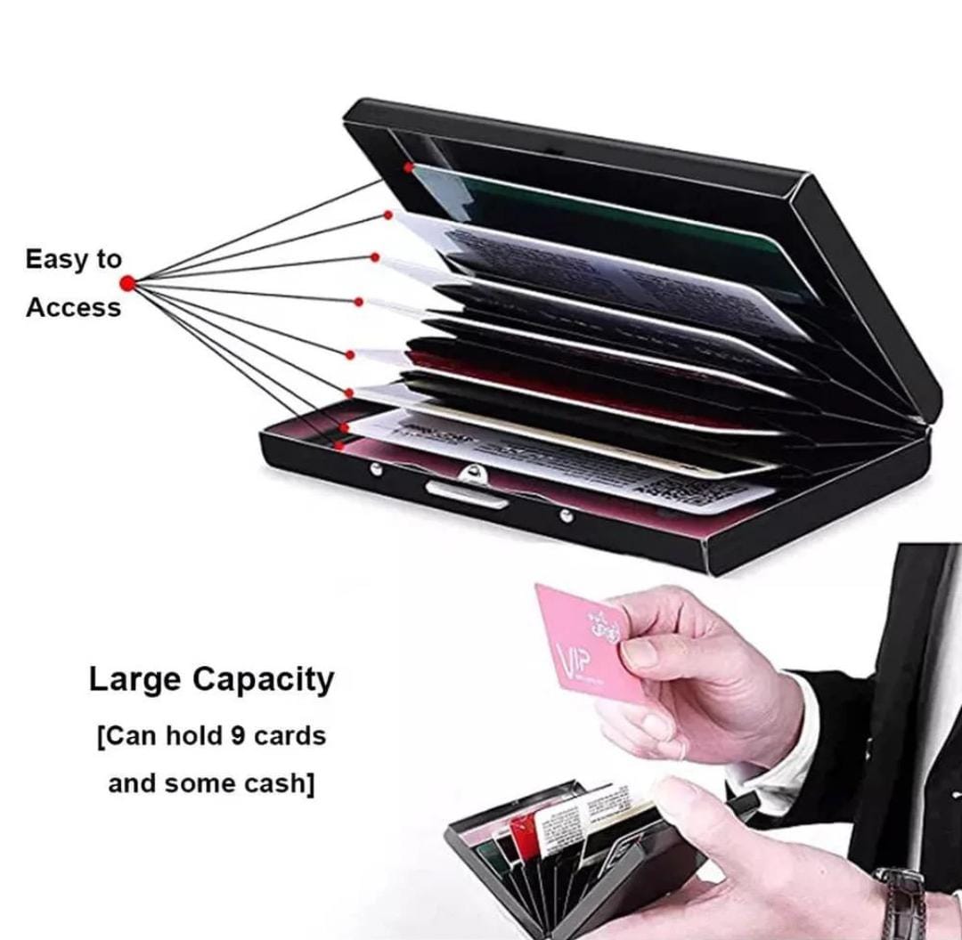  King Online Large 10 Slots Metal RFID Metal Credit Card Holder Wallet 