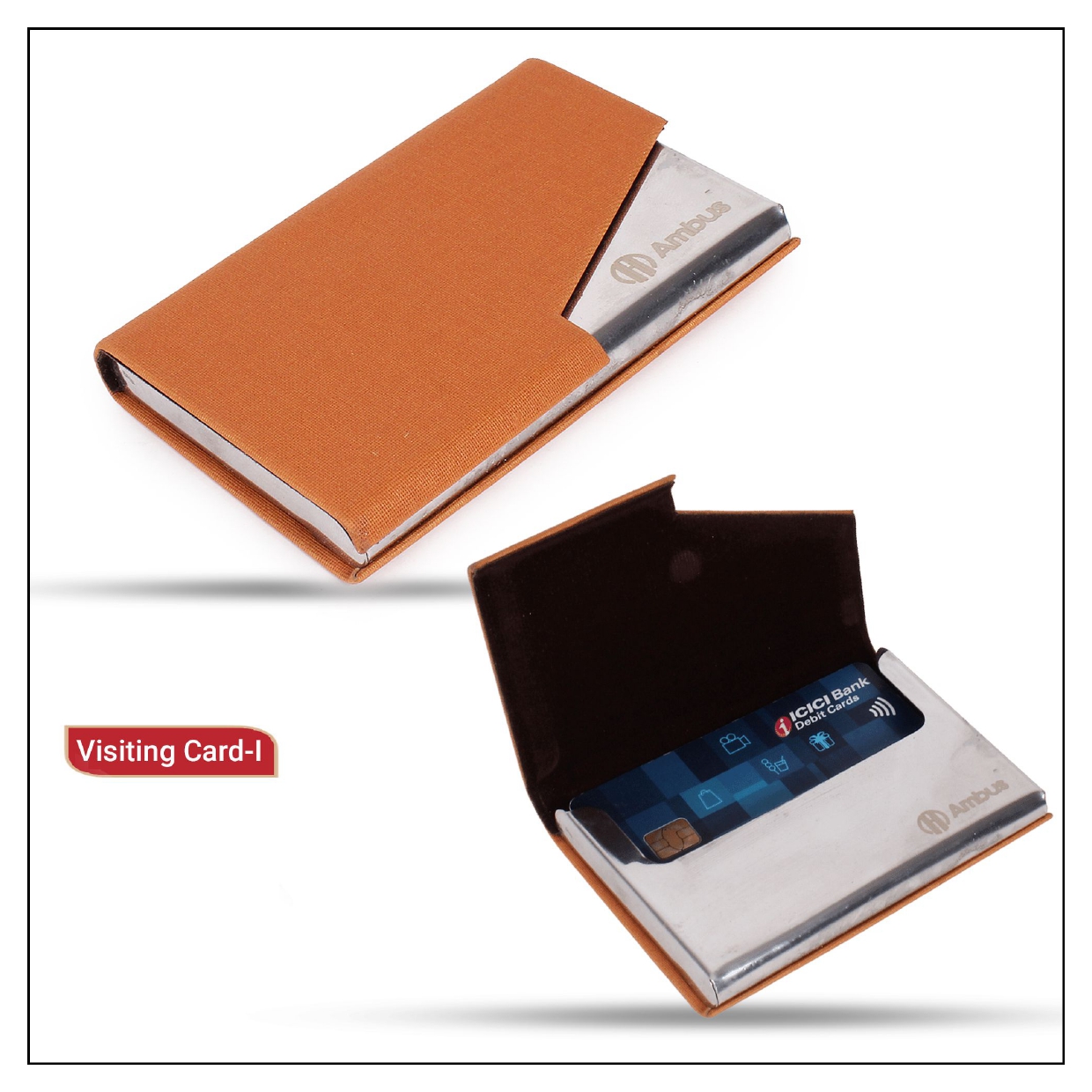  Business Name Card Holder Luxury Leather & Stainless Steel Multi Card Case 