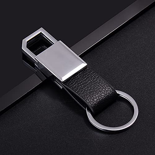  MorningVale Leather Hook Locking Silver Metal key ring 