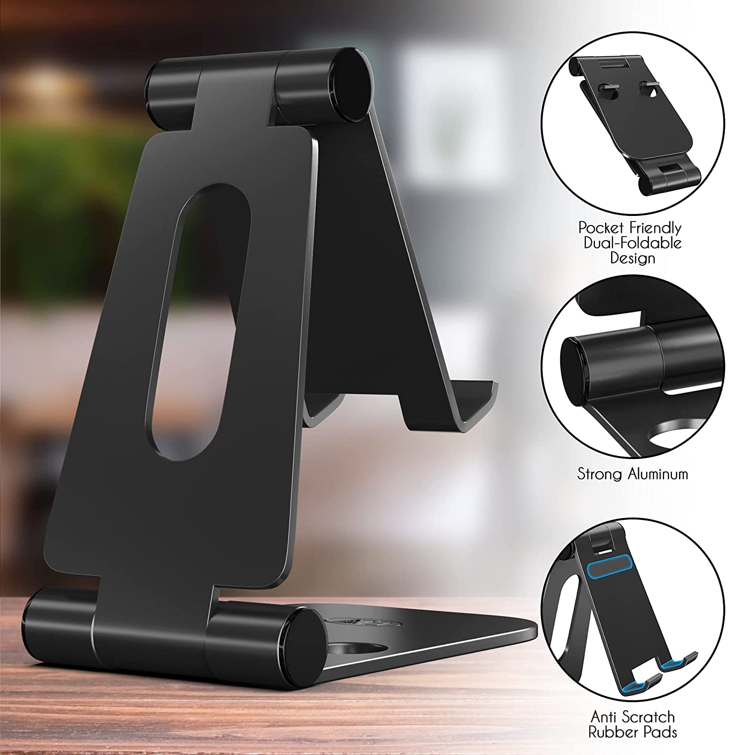  Aluminum Adjustable Mobile Phone Foldable Tabletop Stand 