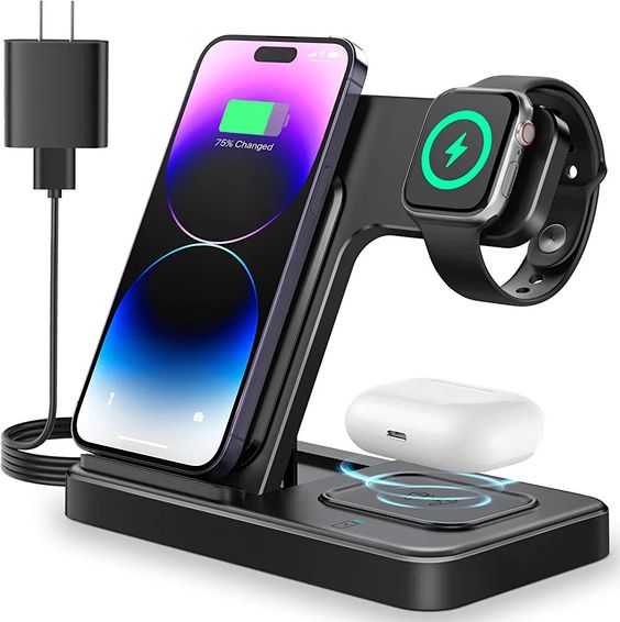  Omni Dock | 3 in 1 Wireless Charging Station,Fast Charger Stand for Apple Watch Series  