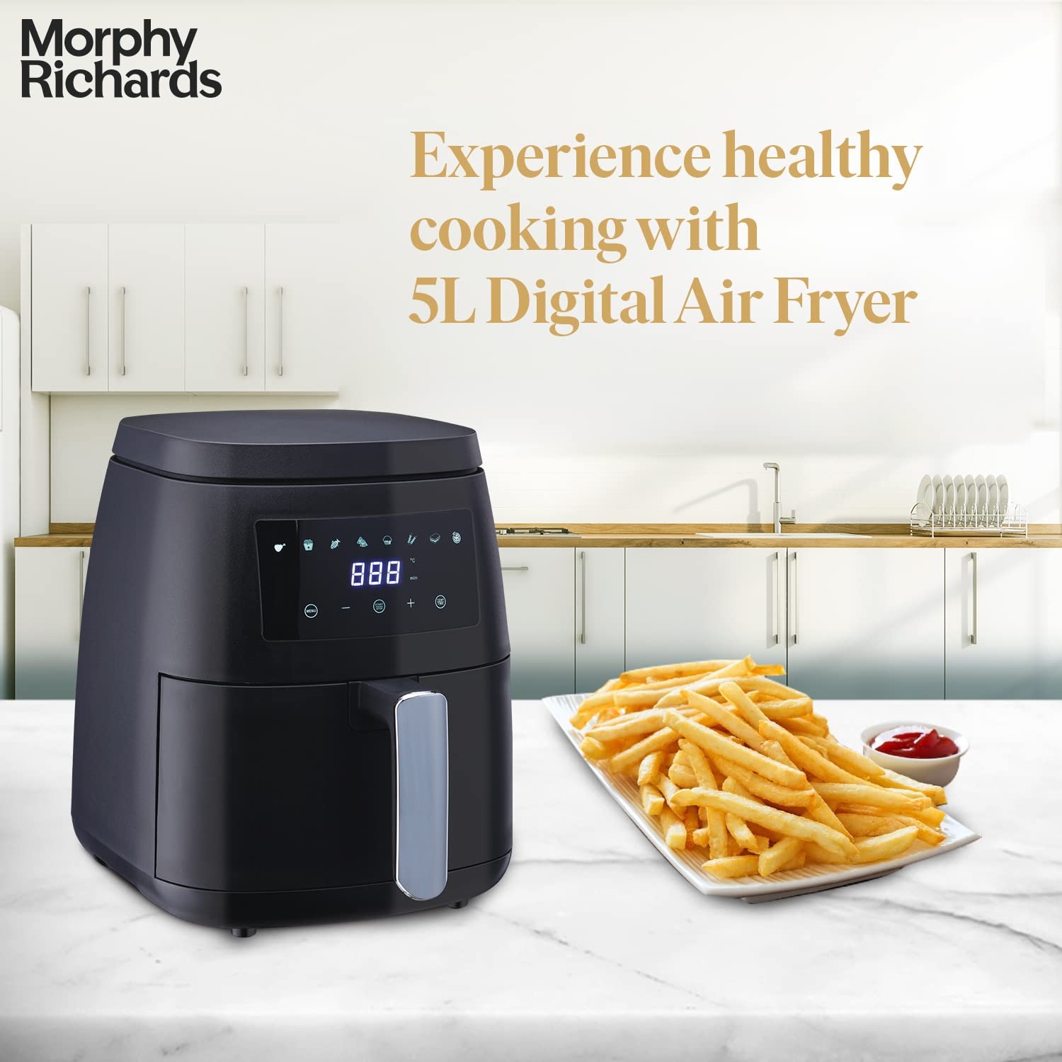  Morphy Richard 5L Digital Air Fryer with Digital Display and Black Colour 