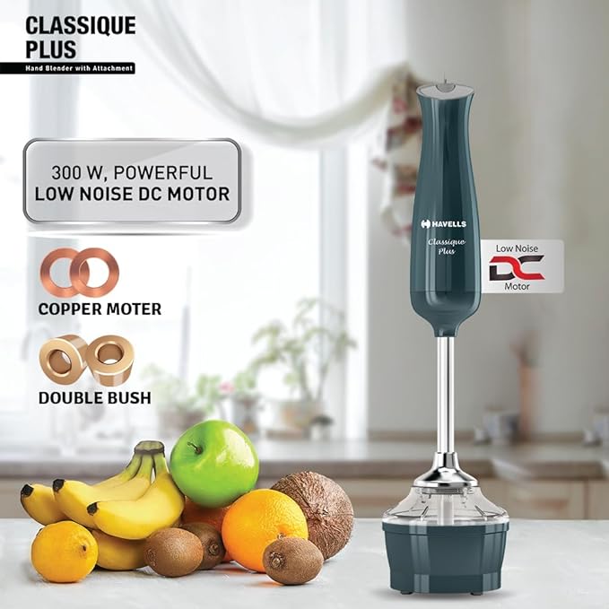  Havells Classique Plus Hand Blender with Attachment 300 watts Motor & 2 Year Warranty, Cyan  