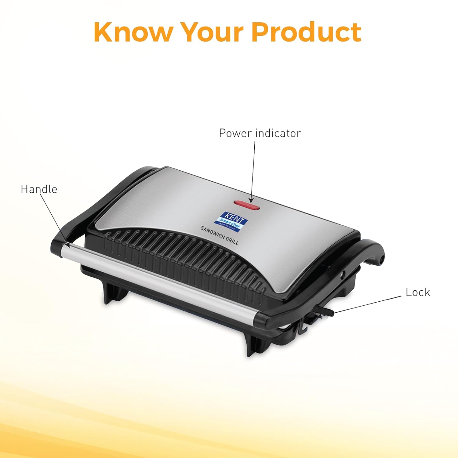  KENT 16025 Sandwich Grill 700W | Non-Toxic Ceramic Coating | Automatic Temperature Cut-off  