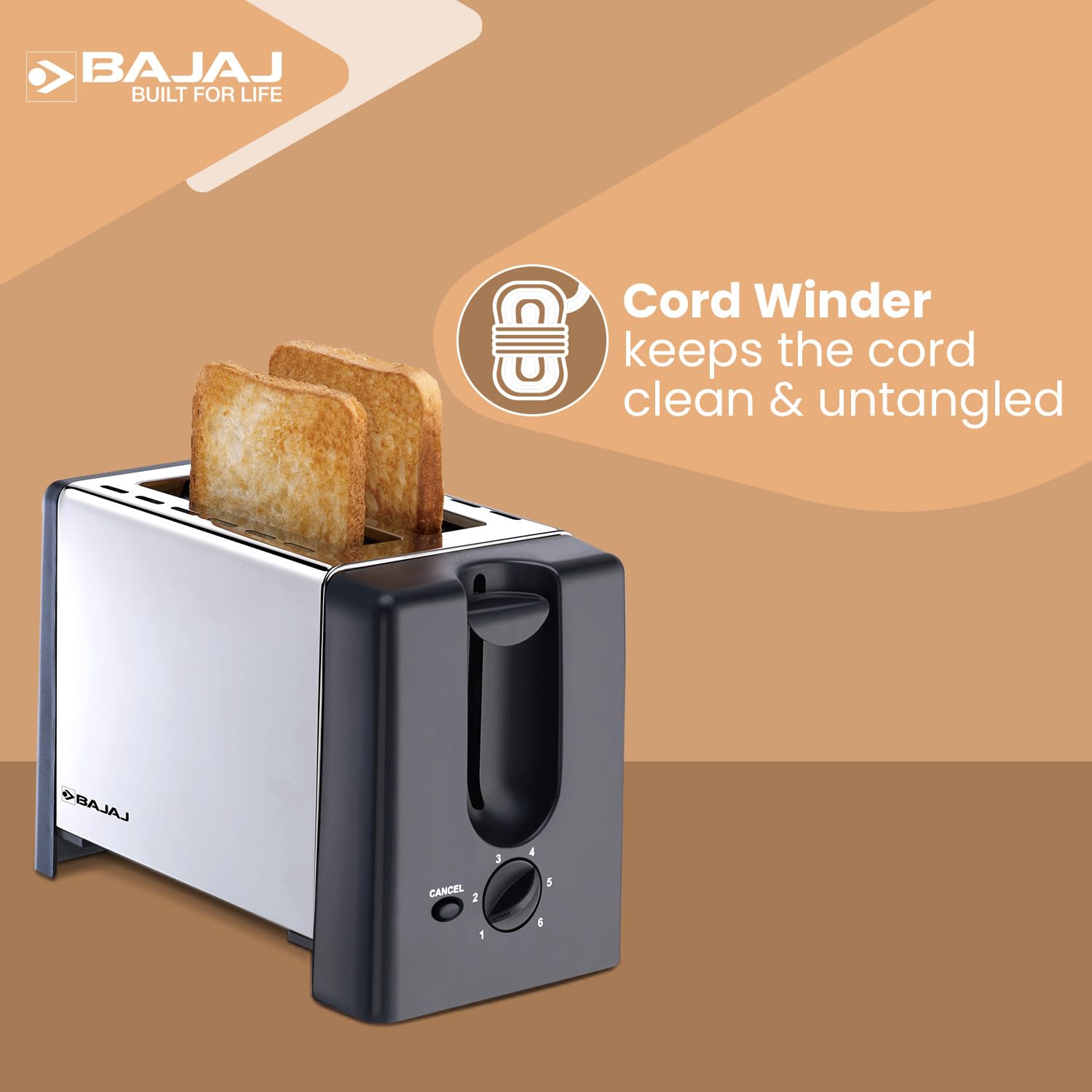  Bajaj ATX 3 750-Watt Pop-up Toaster | 2-Slice Automatic Pop up Toaster 