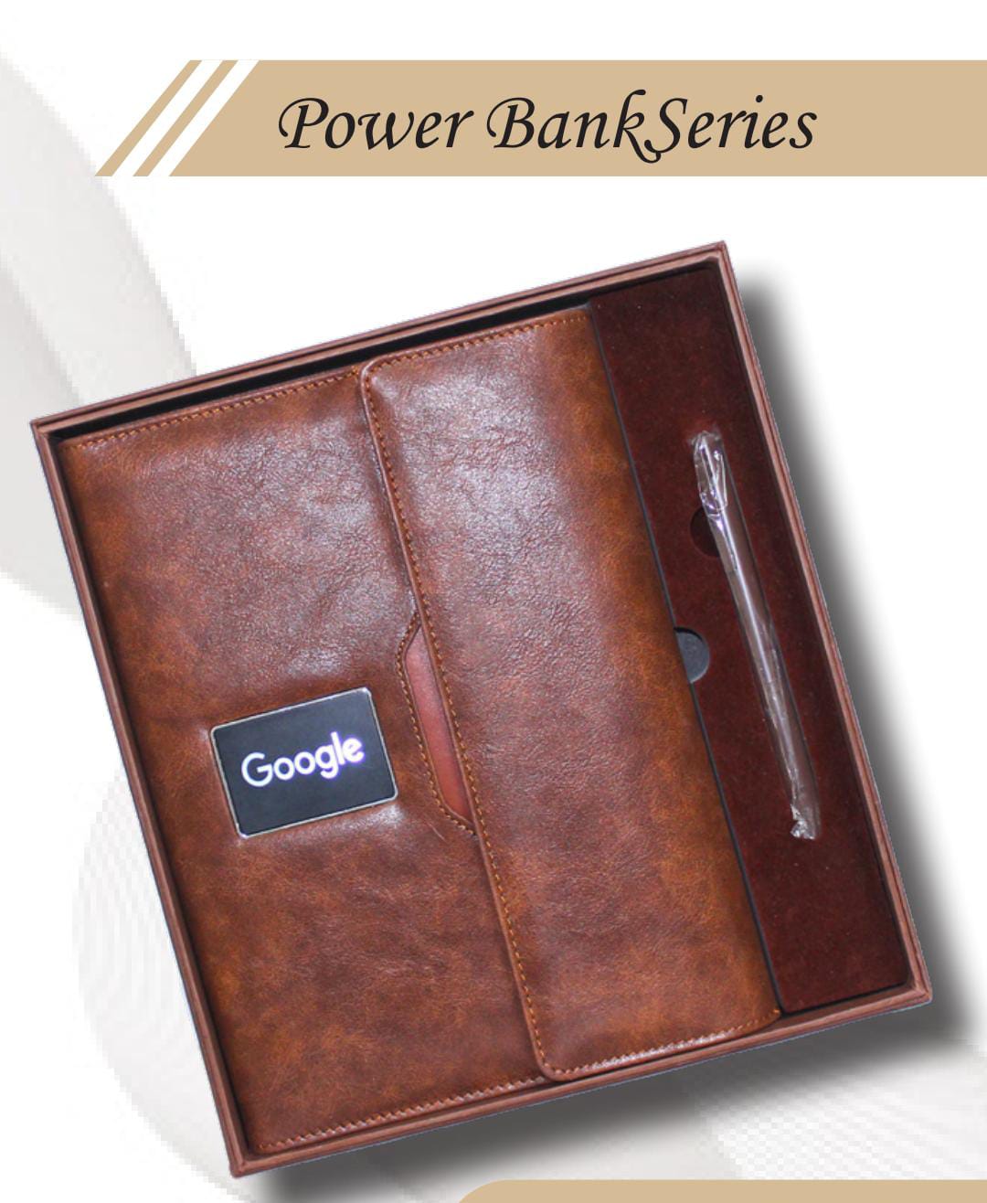  Elegant Electronic Power Bank Diary 10000 MAH supports Type C, iPhone & Android with Wireless Charger & LED Logo with LID 