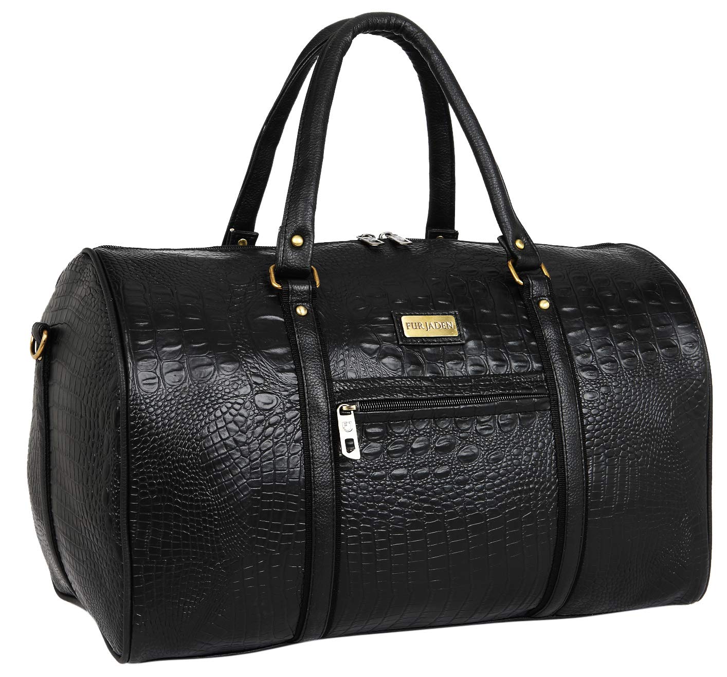  Fur Jaden Black Croc Weekender Hand Duffle Bag 