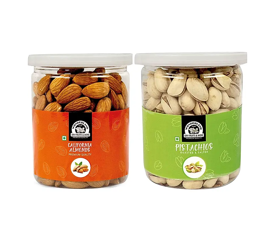  Pack of 2 Almond and Cashew 250 each with Real Nuts and Crunchy 