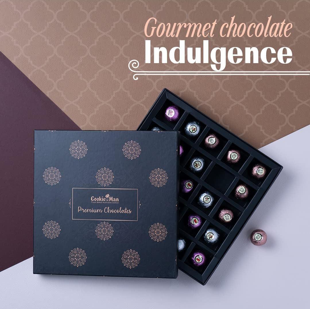  Premium Chocolate Gift Box of 25 Pieces Center Filled Hazel Nut, Strawberry and English Toffee Chocolates of 470 gram 