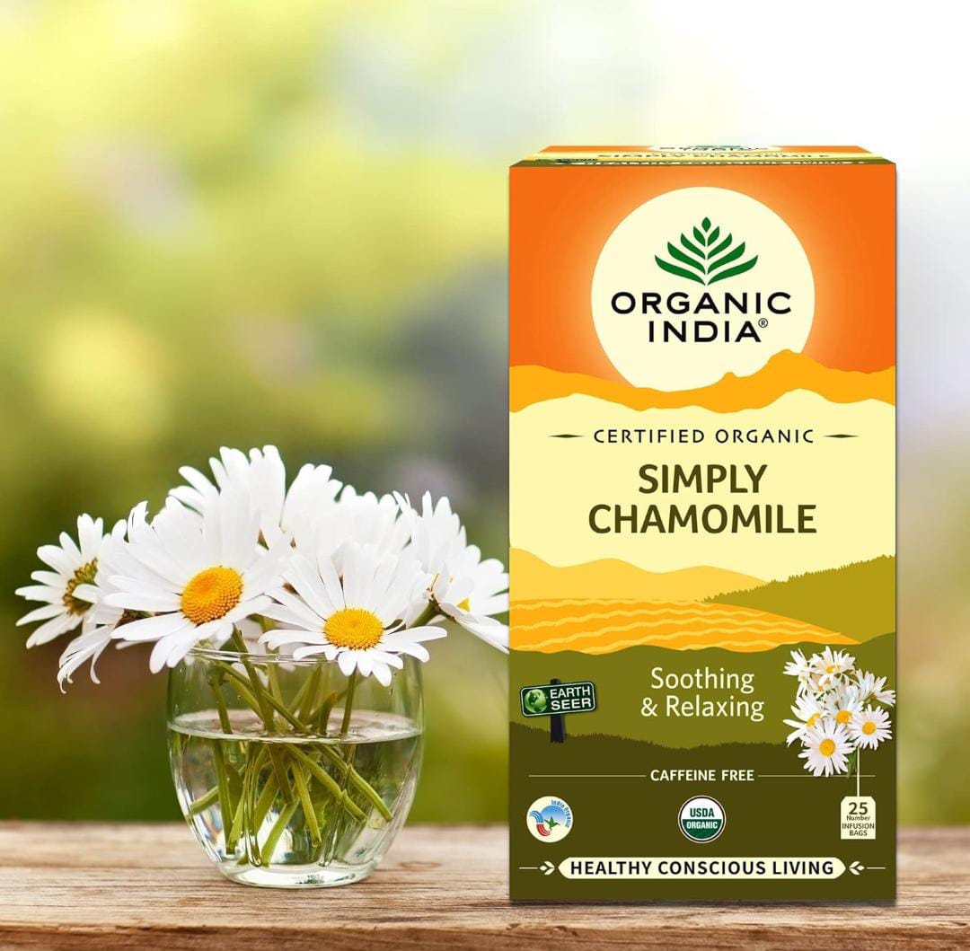  Pack Of 4 ORGANIC INDIA Simply Chamomile 25 Tea bags 