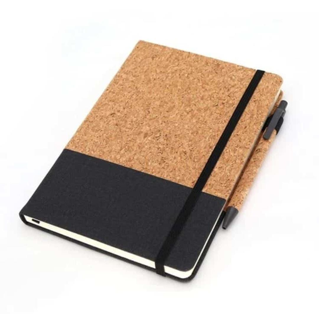  Eco Neutral A5 Cork Fabric Hard cover Notebook and pen set 