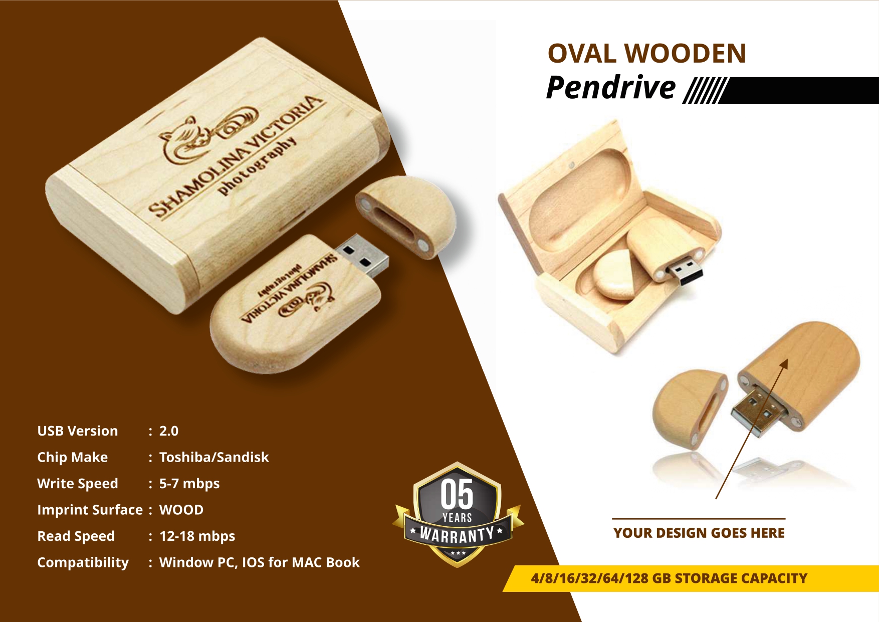  Personalized Maple Wood USB Box & USB Drive 