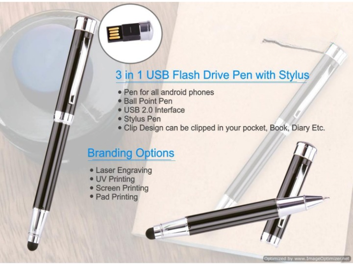  3 in 1 USB Flash Drive Pen with Stylus  