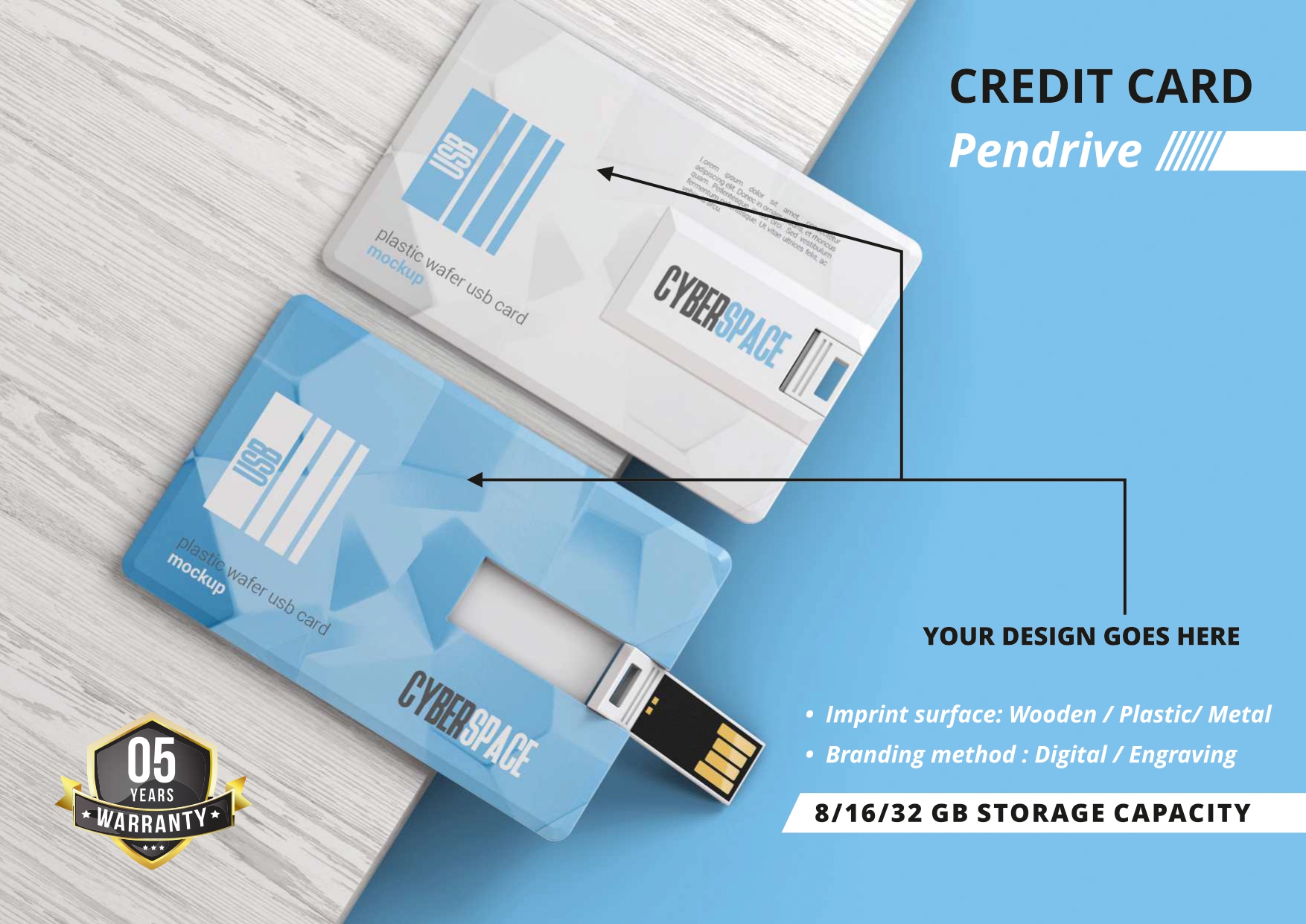  Premimum Flash Credit Card Shape Pen Drive  