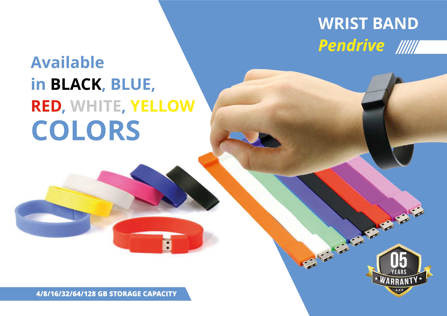  Wrist Band Pendrive in Multicolour  