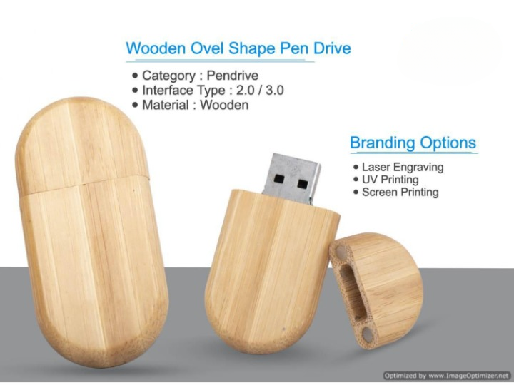  Wooden Custom Stick Oval shape pen drive  