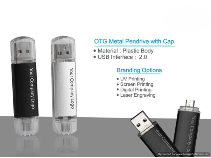  Dual Custom OTG Metal pen drive With cap  