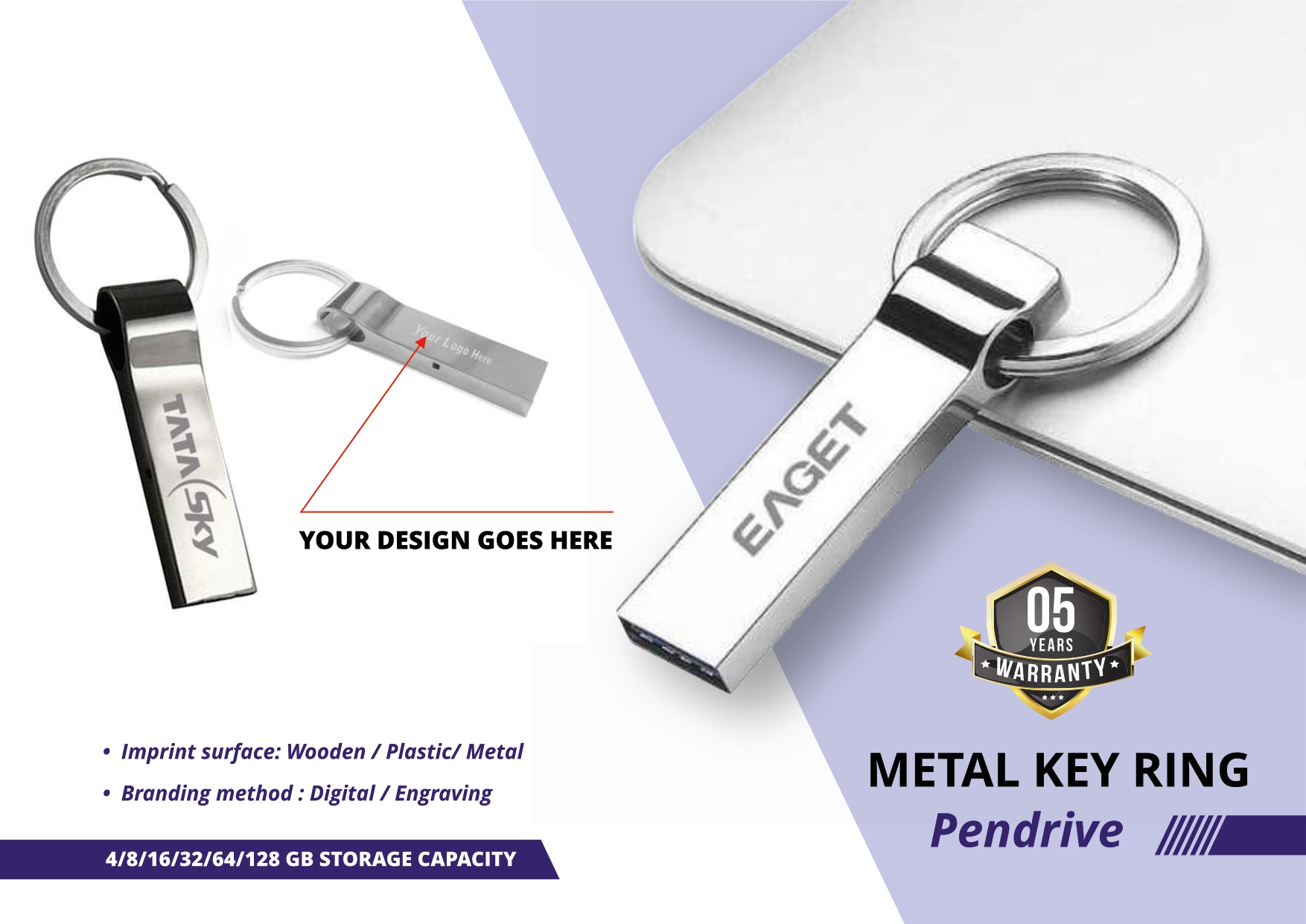  Metal Keychain pen drive 