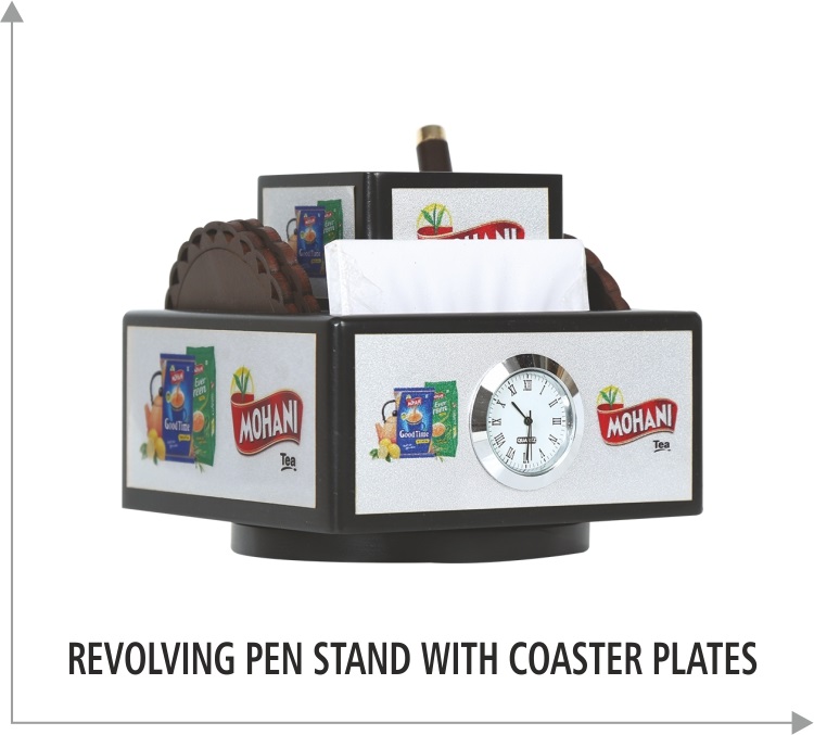  Imported Wooden pen holder with Coaster Plates 