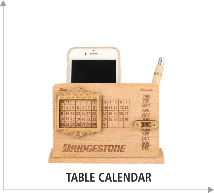  Lifetime Wooden Slide Table Calender with Mobile stand  