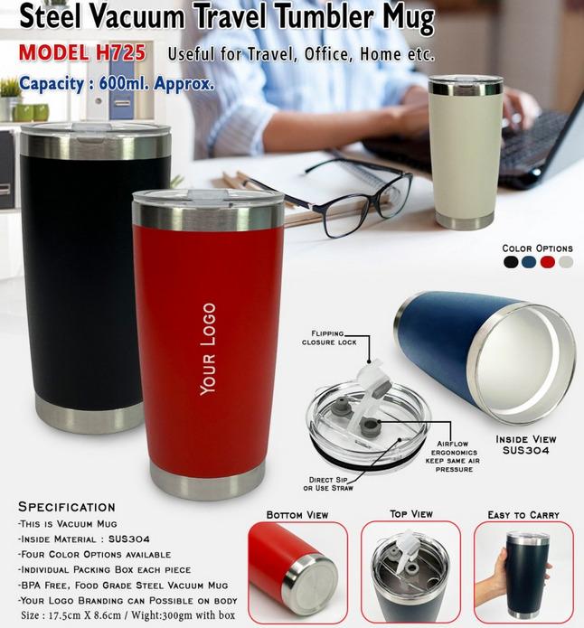  Steel Vacuum Travel Tumbler Mug Multicolor  