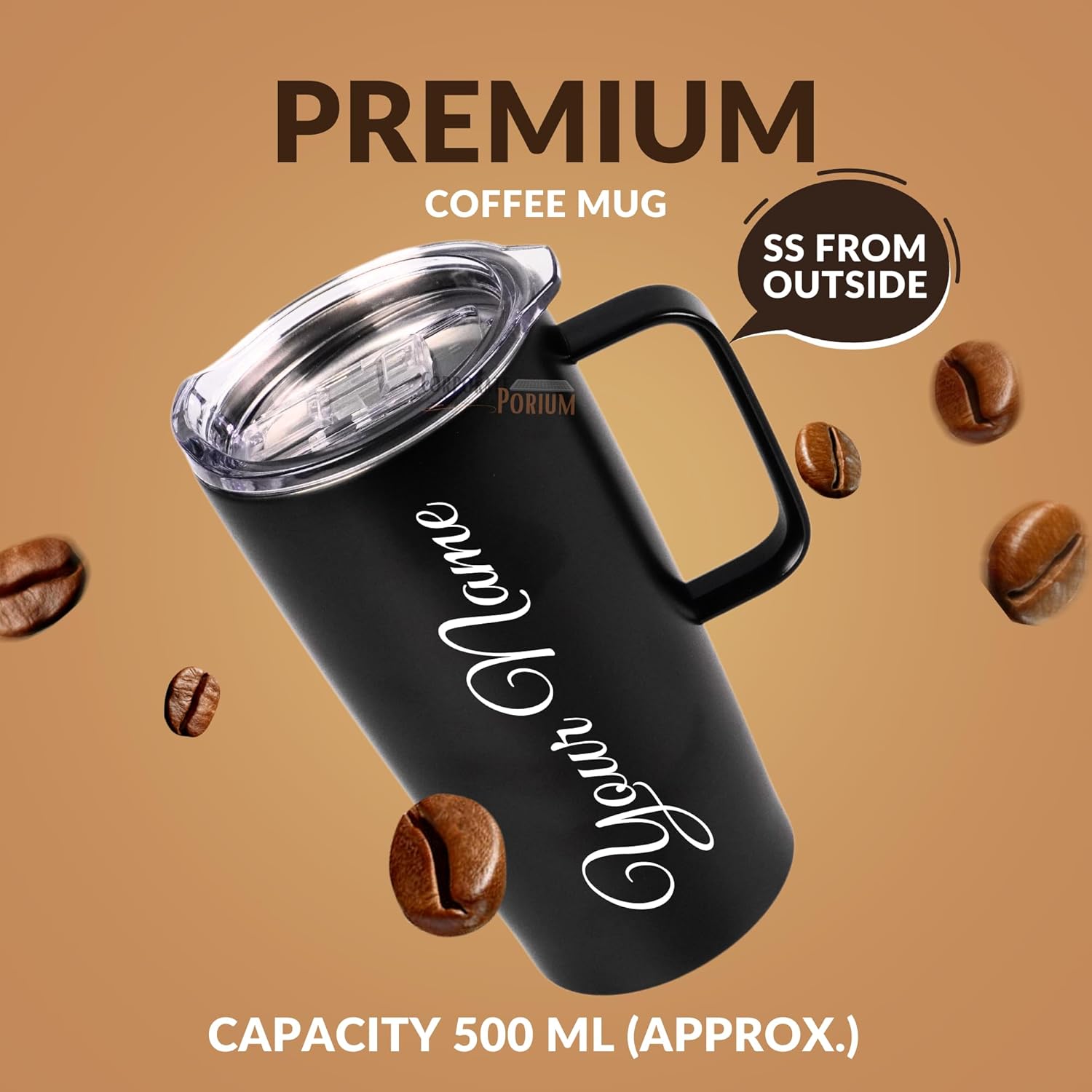  Royal Stainless Steel Vacuum Mug | Capacity 500ml  Black 