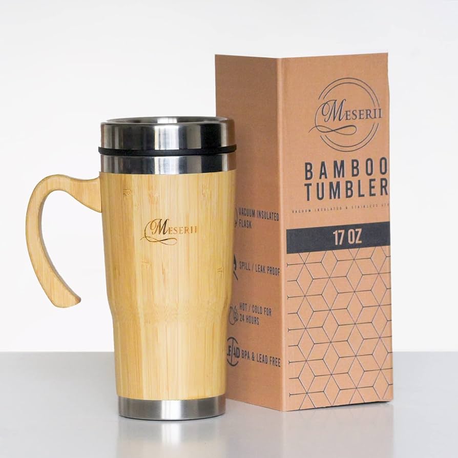  Bamboo Mug with Stainless Steel &Double Walled Insulted 450ml 