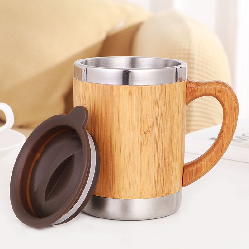  Bamboo Mug,Heat&Cold Resistant Bamboo Insulated  