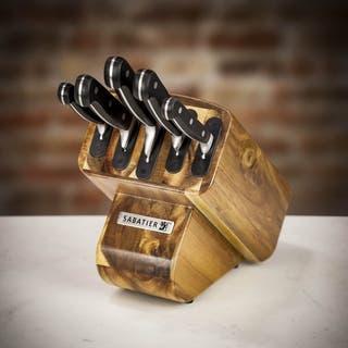 Sabatier Classic Edgekeeper Acacia Wood Knife Block with Five Knives