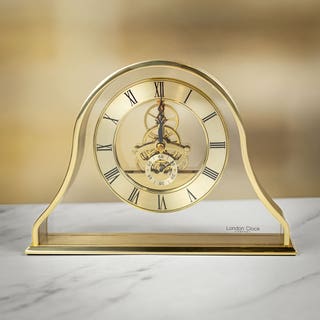 Gold Tone Napoleon Skeleton Mantel Clock