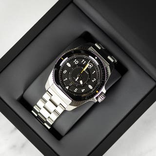 Journey 1884 Automatic 43mm Watch - Black Ceramic Bezel, Black Dial, Stainless Steel Strap 