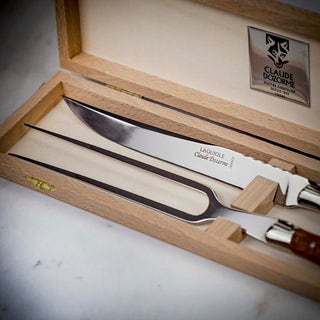 Claude Dozorme Laguiole Carving Set With Exotic Wood Handle
