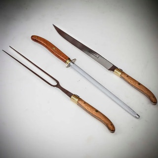 3pc Laguiole Carving Set with Exotic Wood Handle