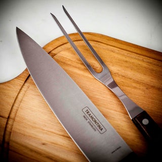 Tramontina Three Piece BBQ Carving Set Including Paddle Board