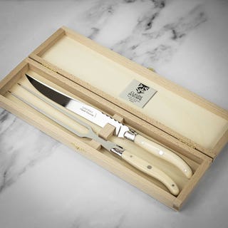 2pc Super Laguiole Carving Set in Gift Box - Ivoirine Handle 