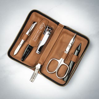 Luxury Leather Manicure Set - Brown