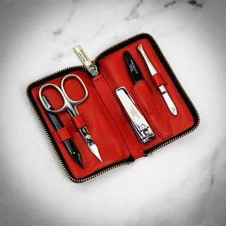 Luxury Leather Manicure Set - Red