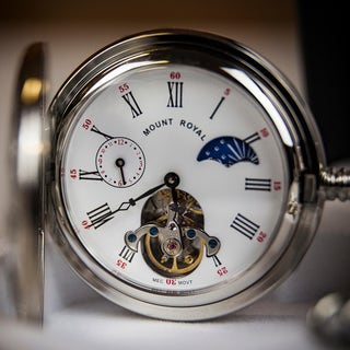 Mount Royal Half Hunter Silver Plated Sun and Moon Dial Pocket Watch