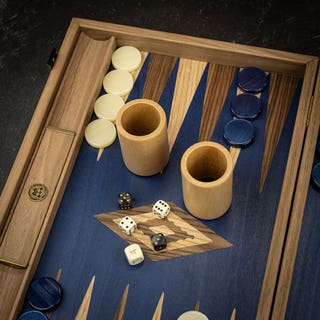 Walnut with Blue Oak Backgammon Set - Tournament