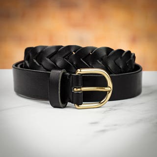 Briony Plaited Ladies Belt Black