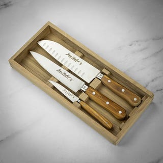 Set of Three 1920 Kitchen Knives in Wood Box