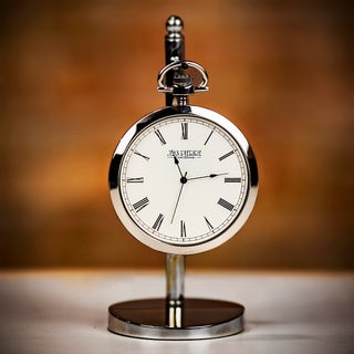 Jean Pierre Open Face Pocket Watch Clock with Stand