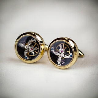 Jean Pierre Tourbillon Cufflinks - Gold Plated