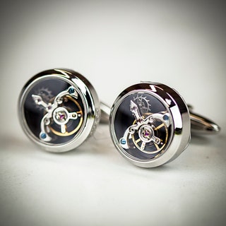 Jean Pierre Tourbillon Cufflinks - Chrome Plated