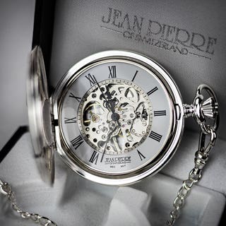 Solid Sterling Silver Half Hunter Skeleton Pocket Watch