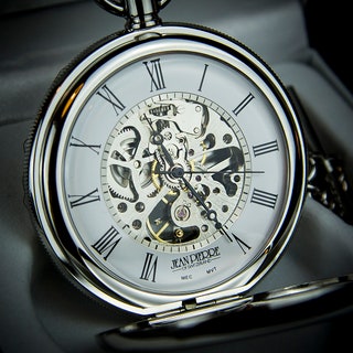 Jean Pierre Double Hunter Skeleton Pocket Watch with Rear Window