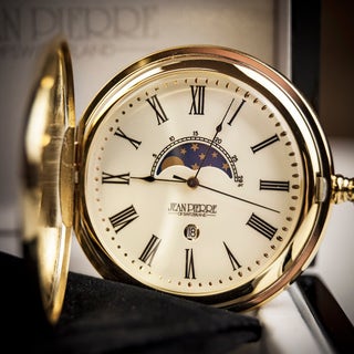 Jean Pierre Gold Plated Moon Dial Pocket Watch
