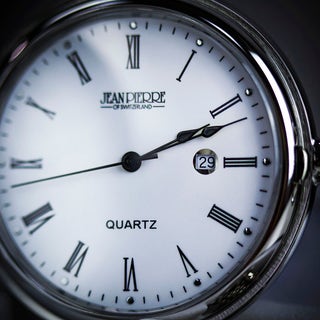 Jean Pierre Full Hunter Pocket Watch with Date - Chrome Plated 